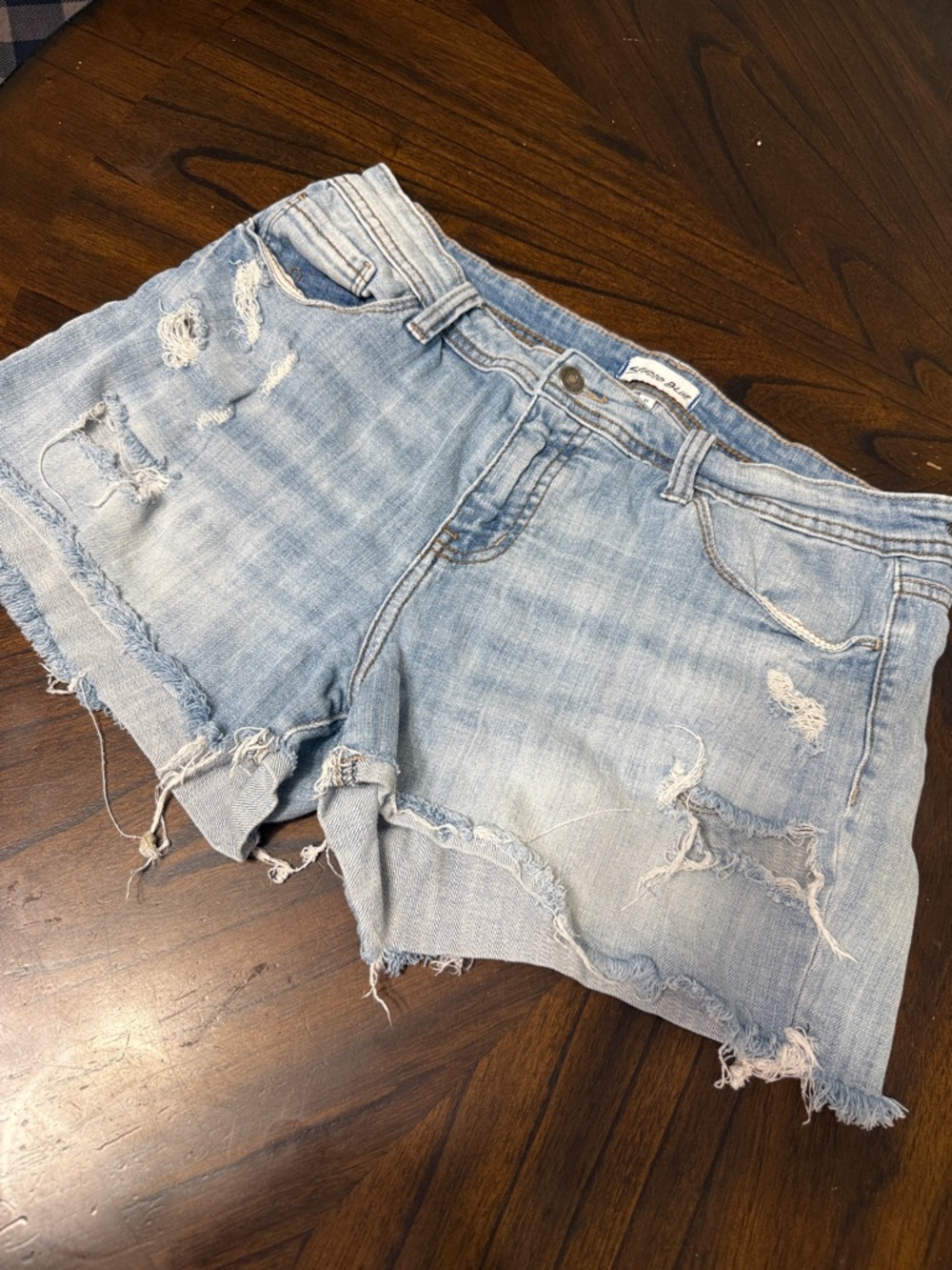 Studio Light Blue Distressed Denim Cutoff Shorts-31